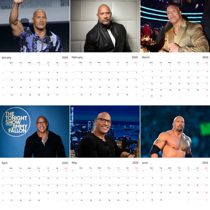 Dwayne Johnson 2026 Wall Calendar – Premium Actor & Wrestling Legend Calendar for Fans, Hollywood Star Gift