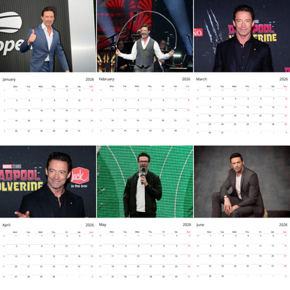 Hugh Jackman 2026 Wall Calendar – Premium Actor Calendar for Fans, Hollywood Icon Gift