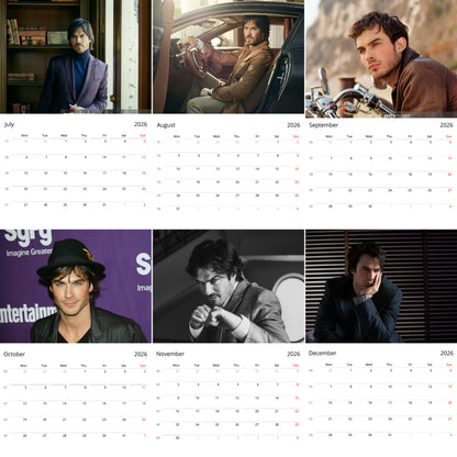 Ian Somerhalder 2026 Wall Calendar – Premium Actor Calendar for Fans, Vampire Diaries Star Gift