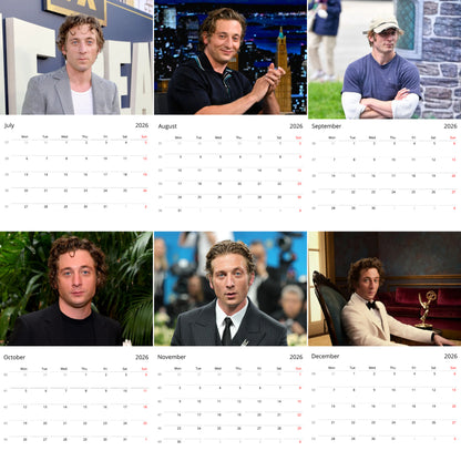 Jeremy Allen White 2026 Wall Calendar – Premium Actor Calendar for Fans, The Bear Star Gift