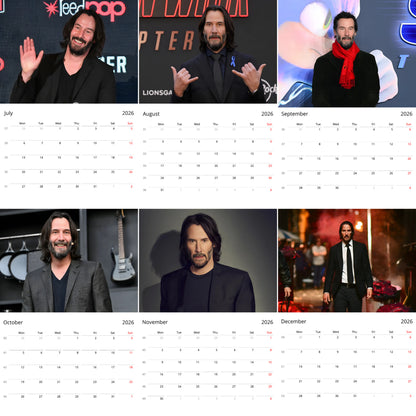Keanu Reeves 2026 Wall Calendar – Premium Actor Calendar for Fans, Hollywood Icon Gift