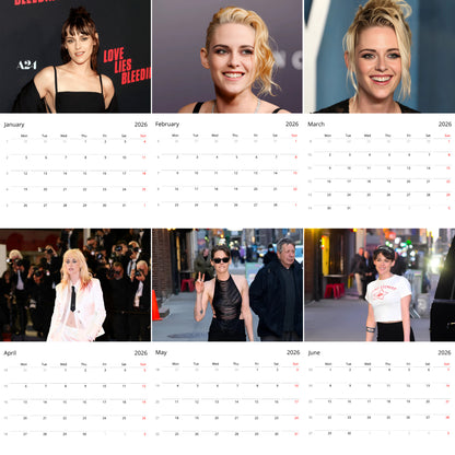 Kristen Stewart 2026 Wall Calendar – Premium Actress Calendar for Fans, Hollywood Star Gift