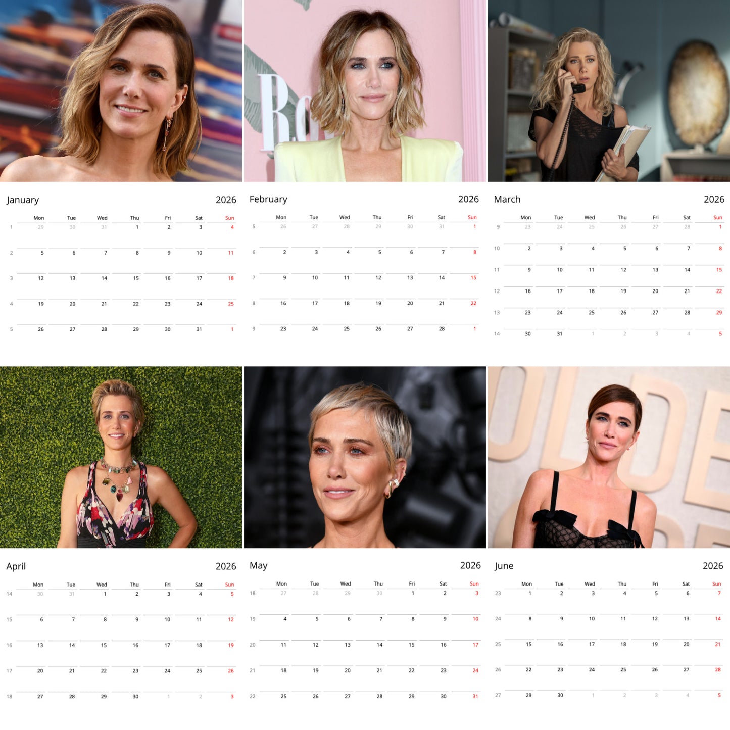 Kristen Wiig 2026 Wall Calendar (Large Calendar) – Celebrity Fan Gift, Premium Wall Art