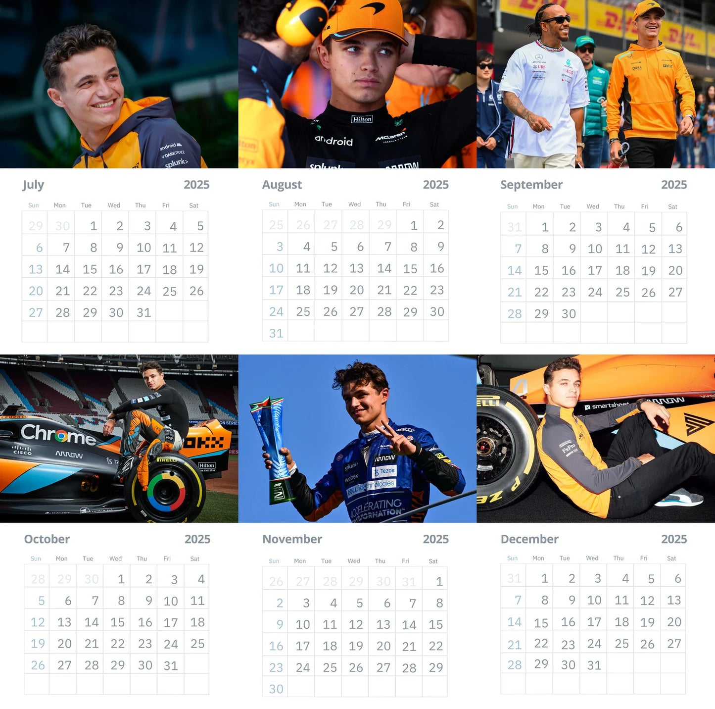 Lando Norris Wall Calendars 2025 (Large Size)