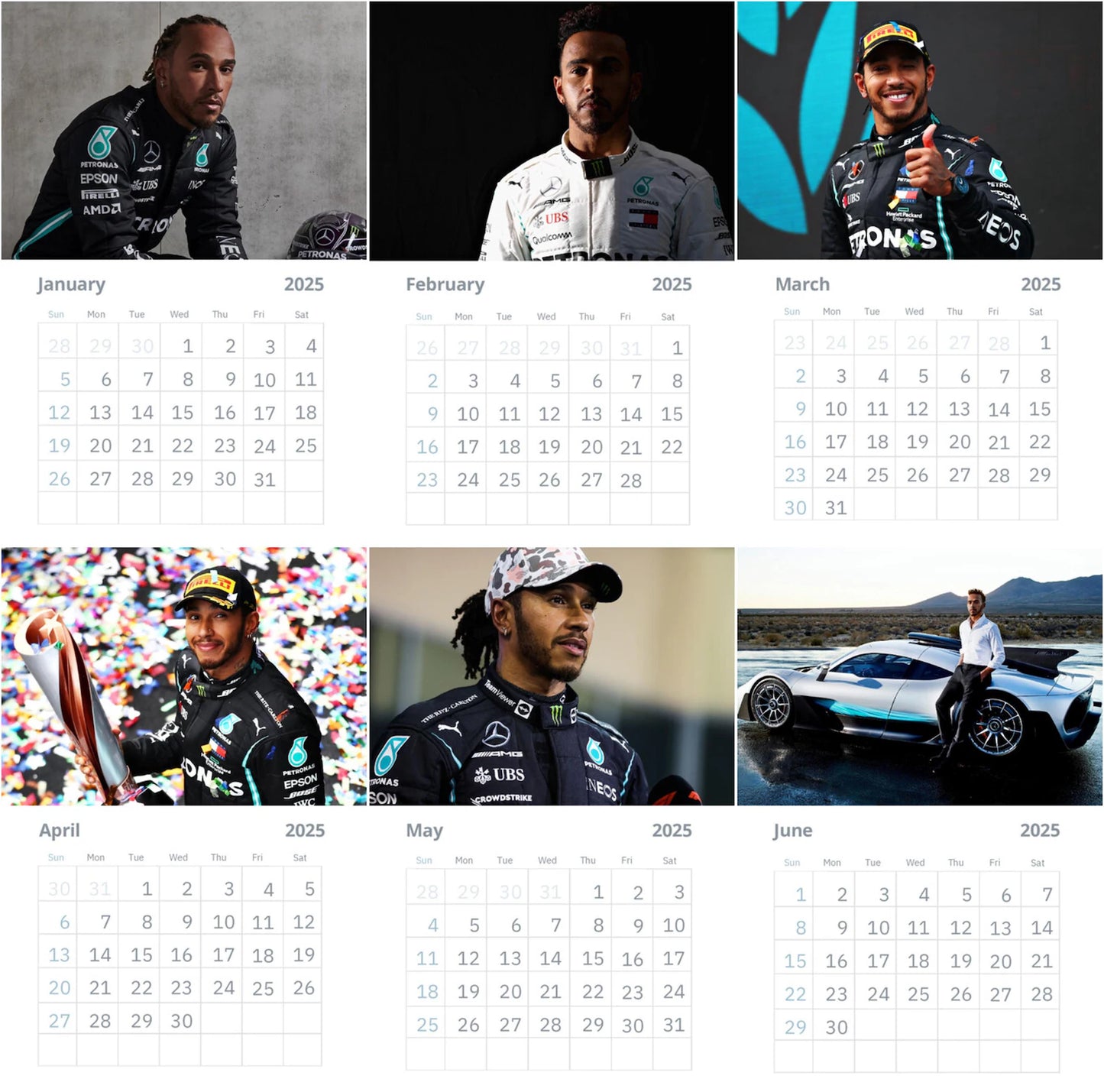 Lewis Hamilton Vol 2 Wall Calendars 2025 (Large Size)