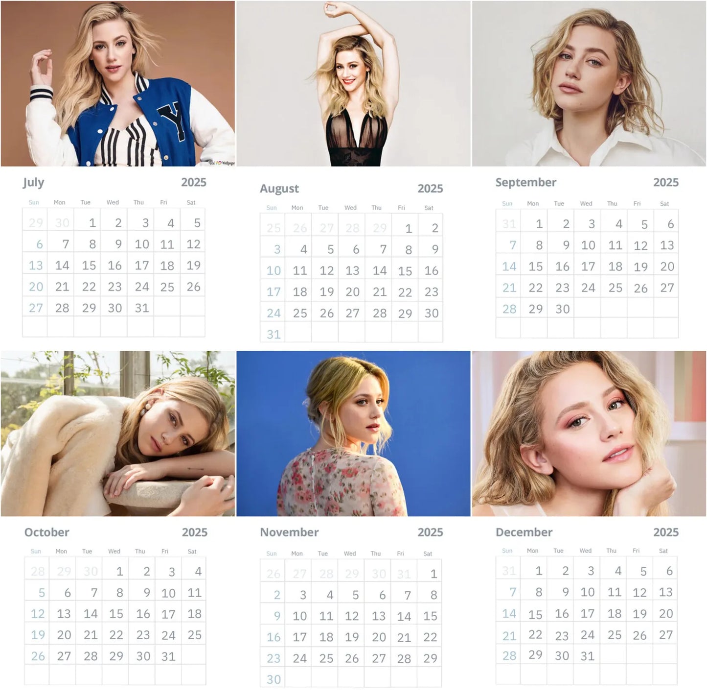 Lili Reinhart wall calendars 2025 (Large Size)