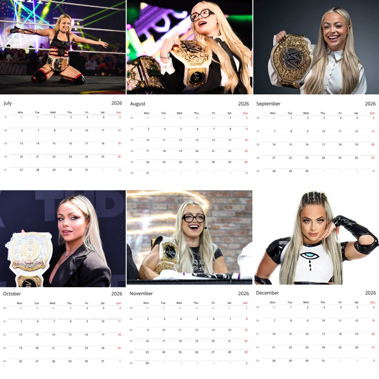 Liv Morgan 2026 Wall Calendar – WWE Superstar