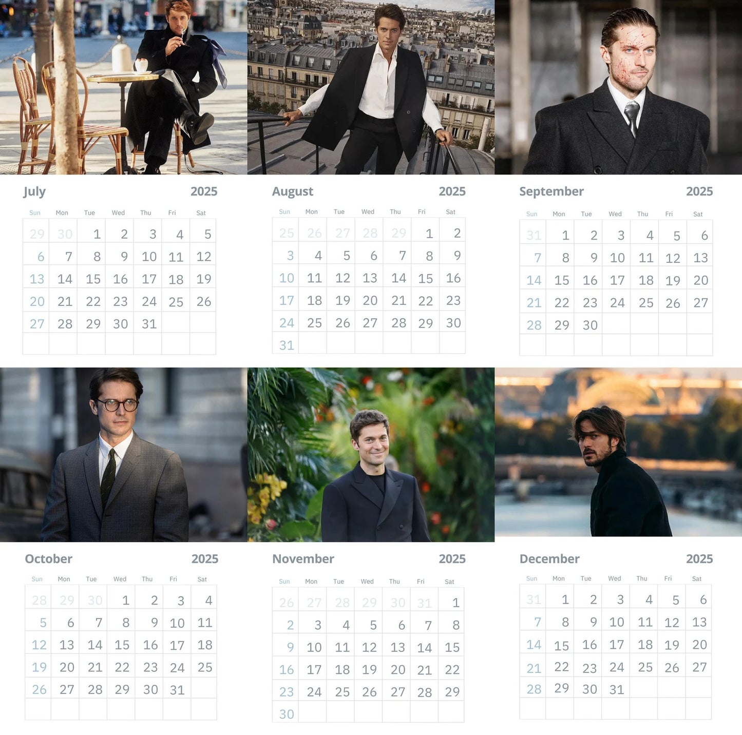 Lucas Bravo Wall Calendars 2025 (Large Size)