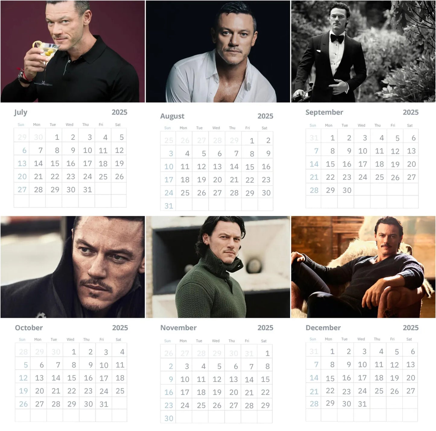 Luke Evans Vol 2 Wall calendars 2025 (Large Size)