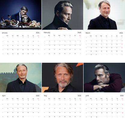 Mads Mikkelsen 2026 Wall Calendar (Large Calendar) – Celebrity Fan Gift, Premium Wall Art