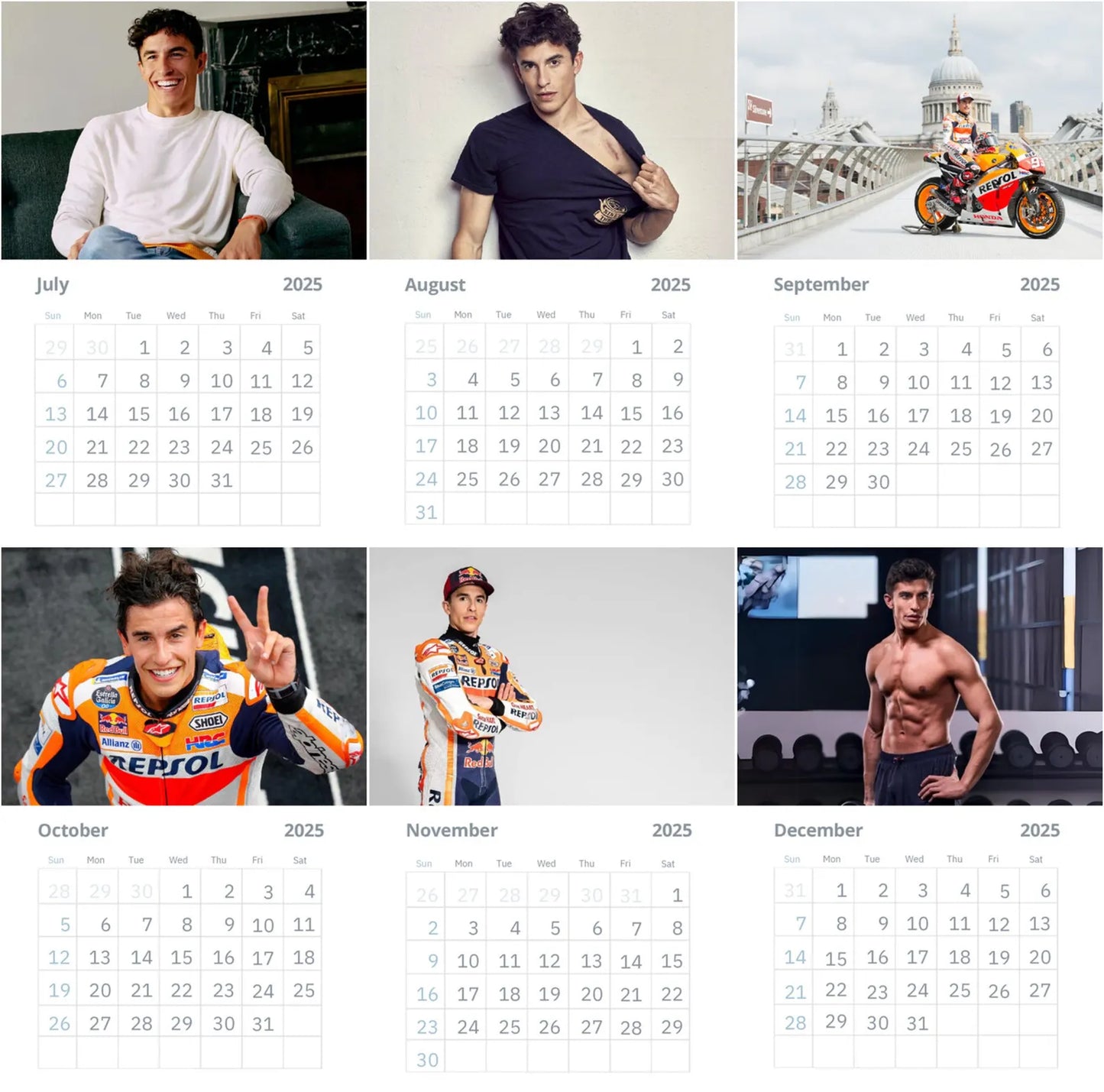 Marc Marquez Wall Calendar 2025 Vol 1 Large, large gift, MotoGP Champion, Repsol Honda Team, Racing Legend