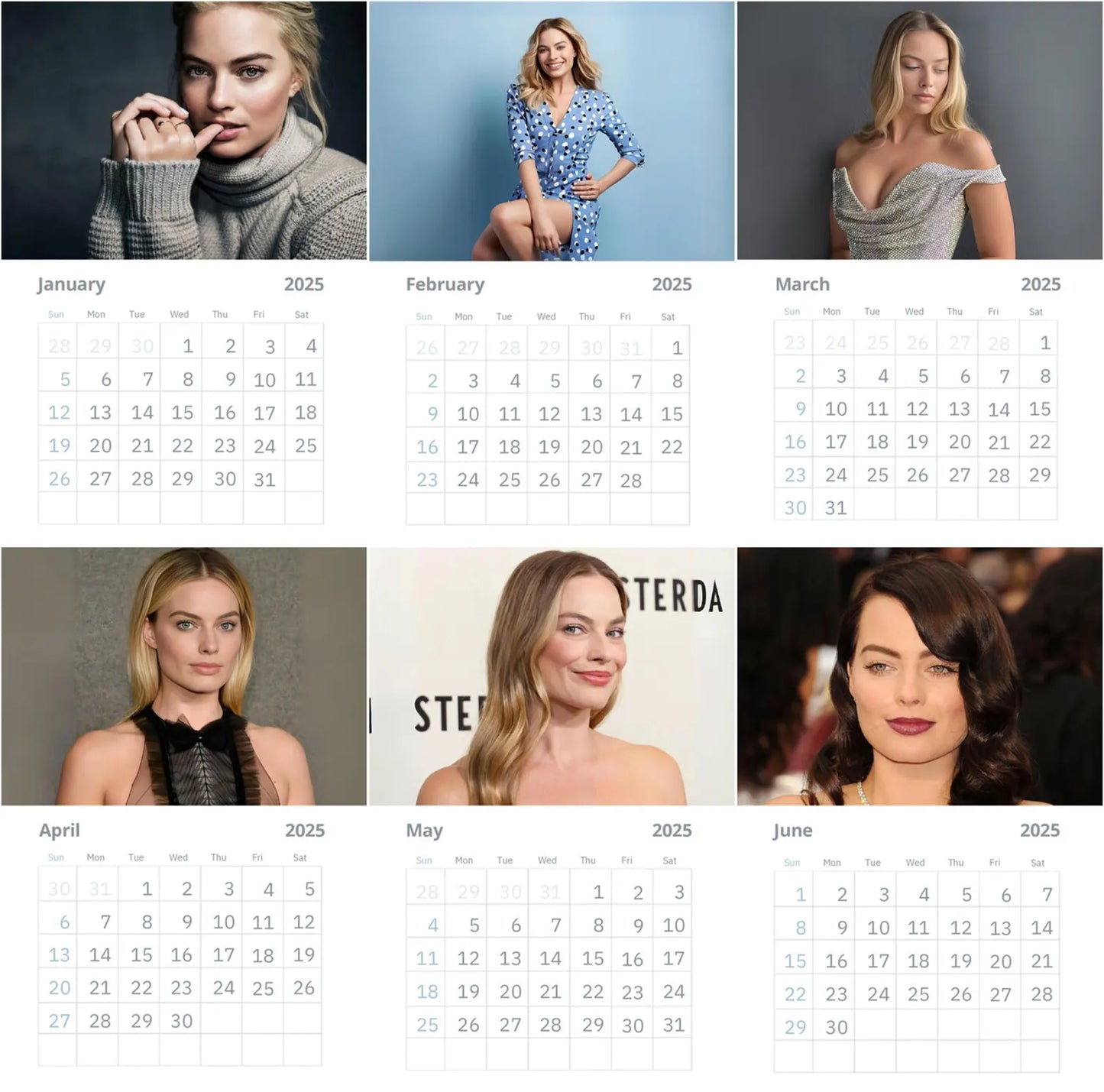 Margot Robbie Wall Calendar 2025 (Large Size)