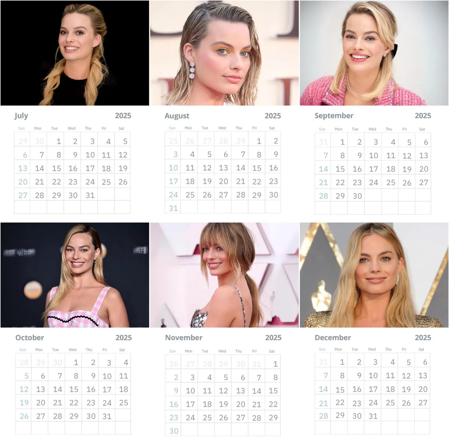 Margot Robbie Wall Calendar 2025 (Large Size)