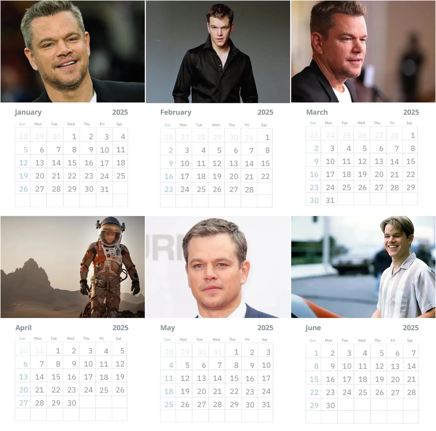 Matt Damon Wall Calendar 2025 Vol 1 (Large Size)