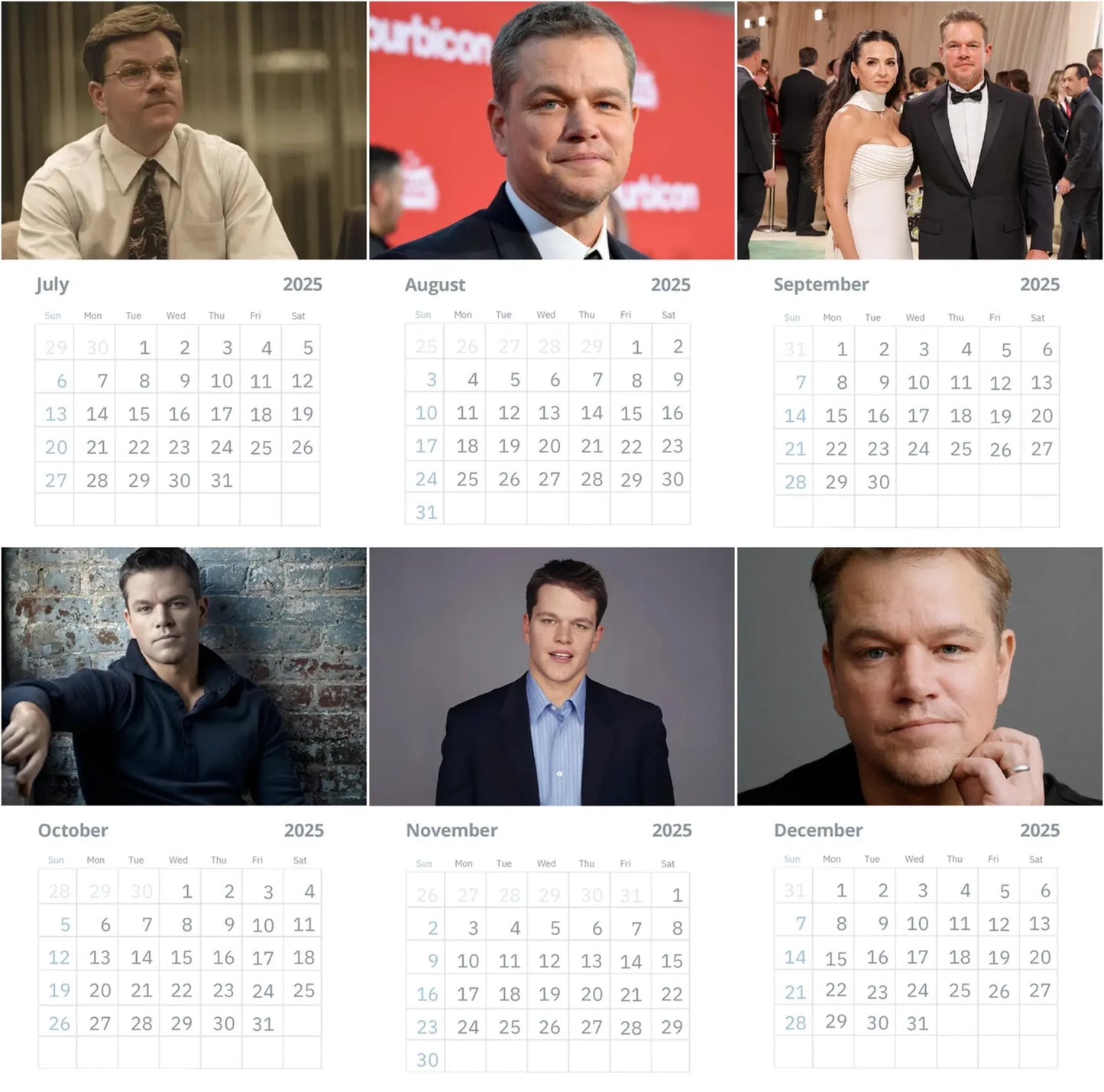 Matt Damon Wall Calendar 2025 Vol 1 (Large Size)