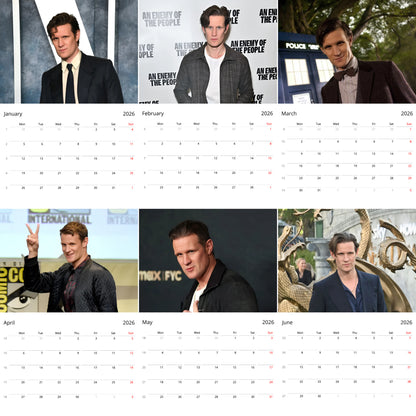Matt Smith 2026 Wall Calendar – Premium Actor Calendar for Fans, Sci-Fi Legend Gift
