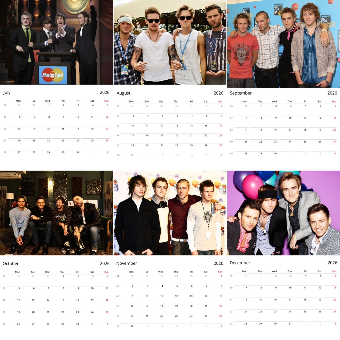 McFly 2026 Wall Calendar (Large Calendar) – Band Fan Gift, Premium Wall Art