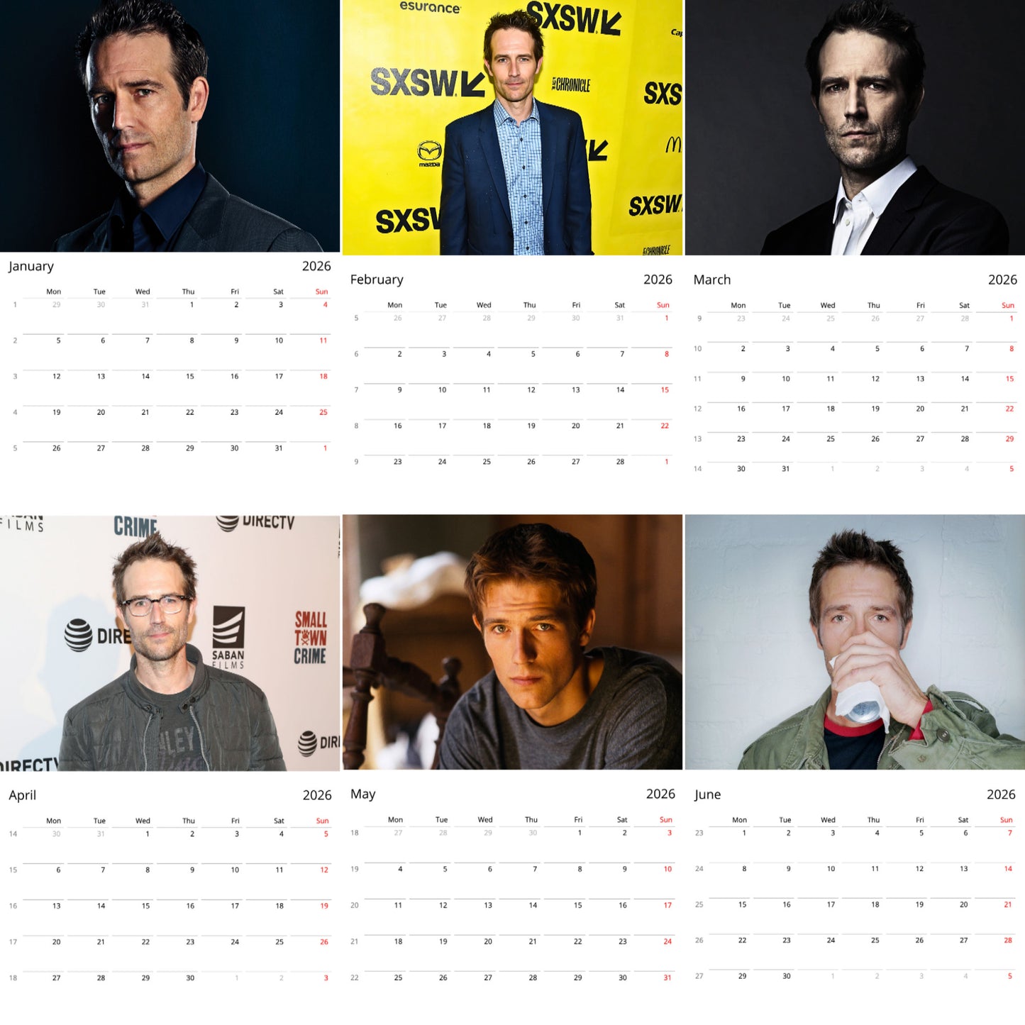 Michael Vartan 2026 Wall Calendar ( Large Calendar ) – Star of Alias and Romantic Comedies