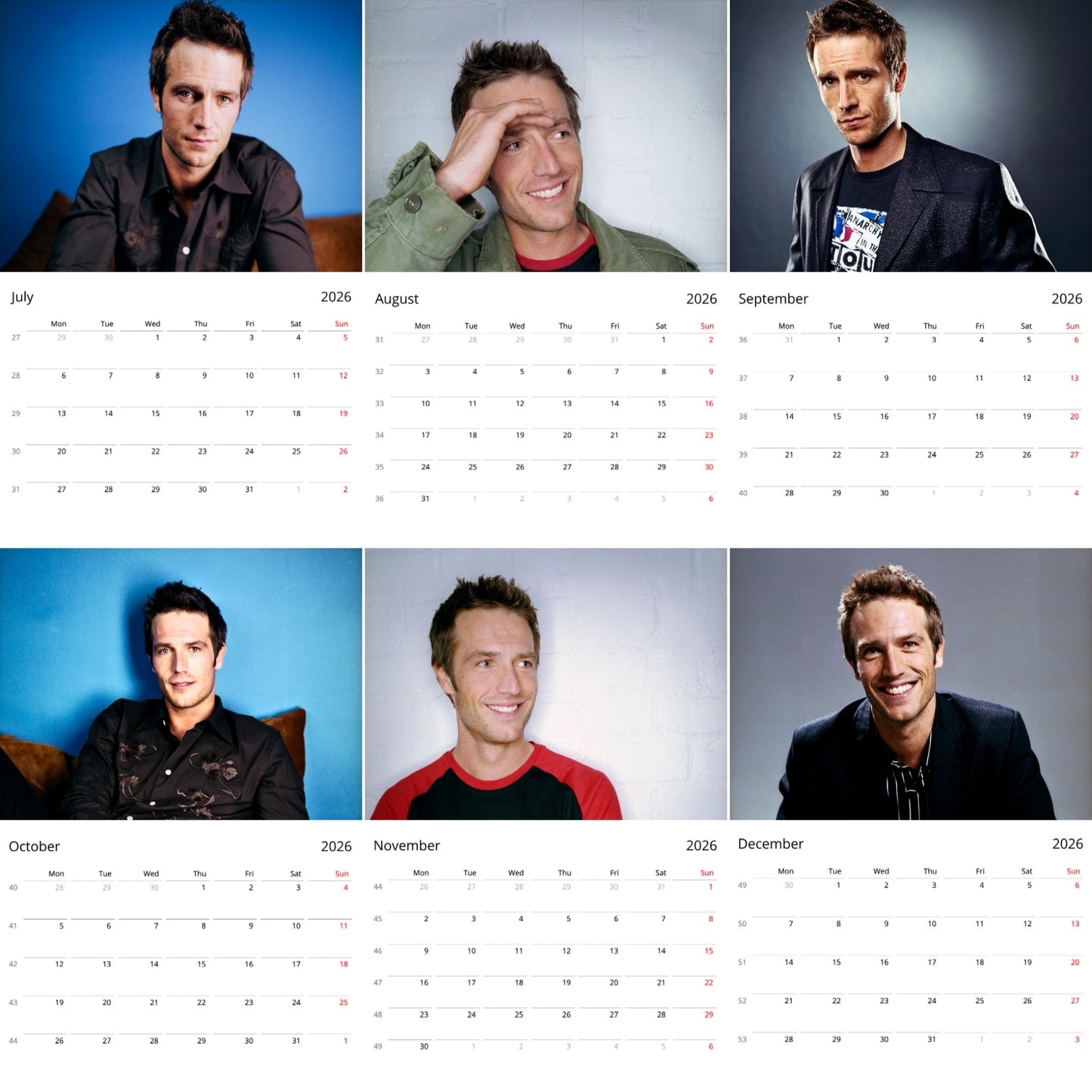 Michael Vartan 2026 Wall Calendar ( Large Calendar ) – Star of Alias and Romantic Comedies