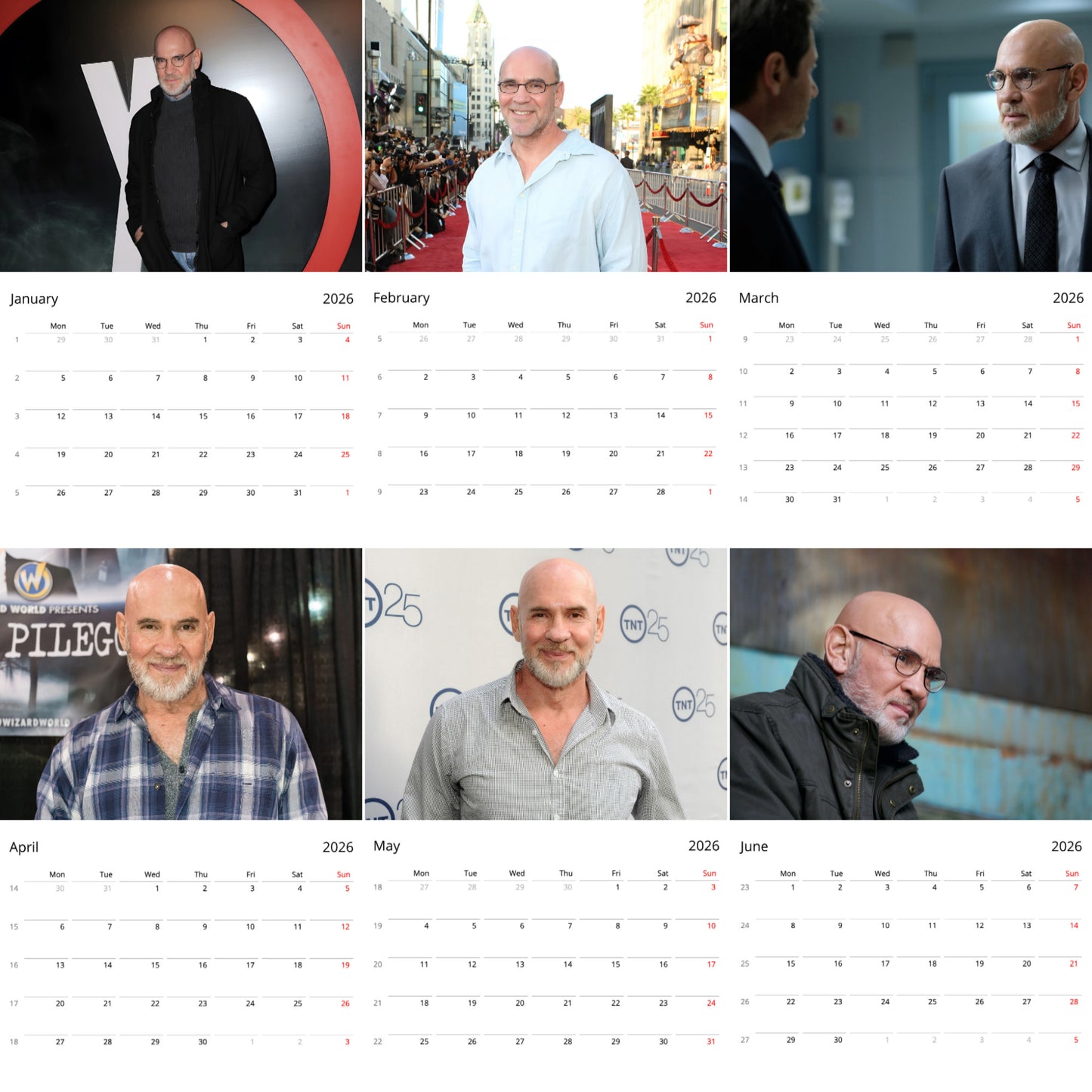 Mitch Pileggi 2026 Wall Calendar ( Large Calendar ) – Classic TV & Movie Star Collectors Calendar