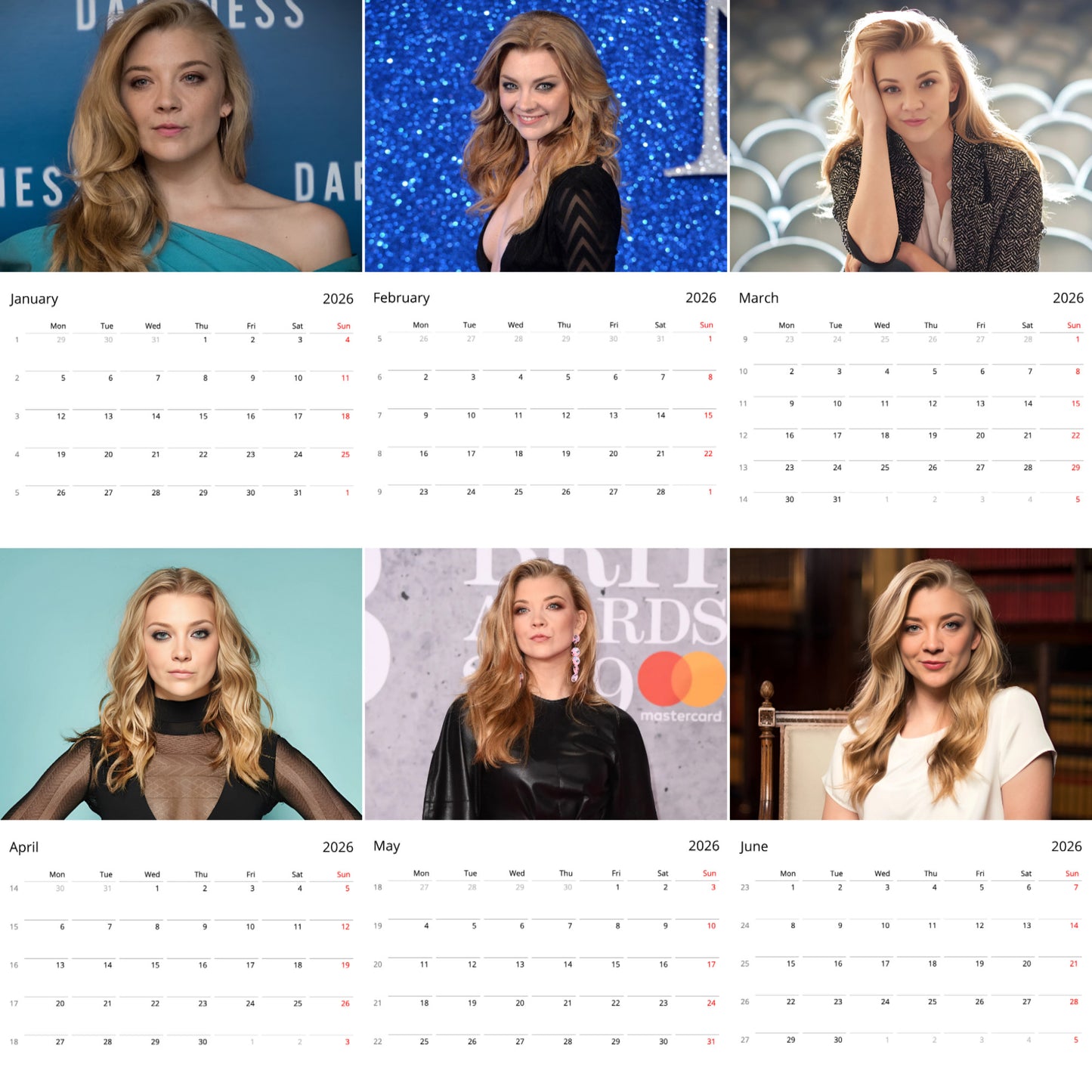 Natalie Dormer 2026 Wall Calendar ( Large Calendar ) – Stunning Celebrity Calendar for Fans