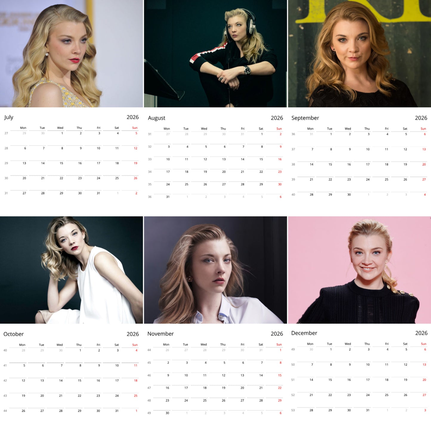 Natalie Dormer 2026 Wall Calendar ( Large Calendar ) – Stunning Celebrity Calendar for Fans