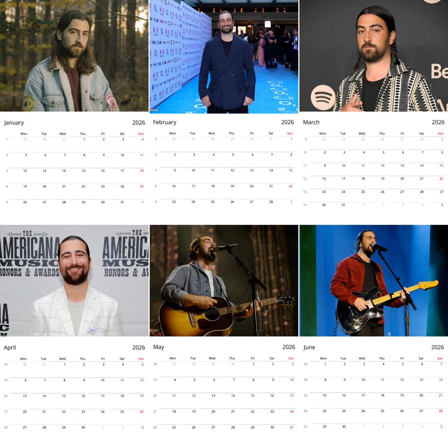 Noah Kahan 2026 Wall Calendar ( Large Calendar ) – Premium Music Artist Calendar for Fans