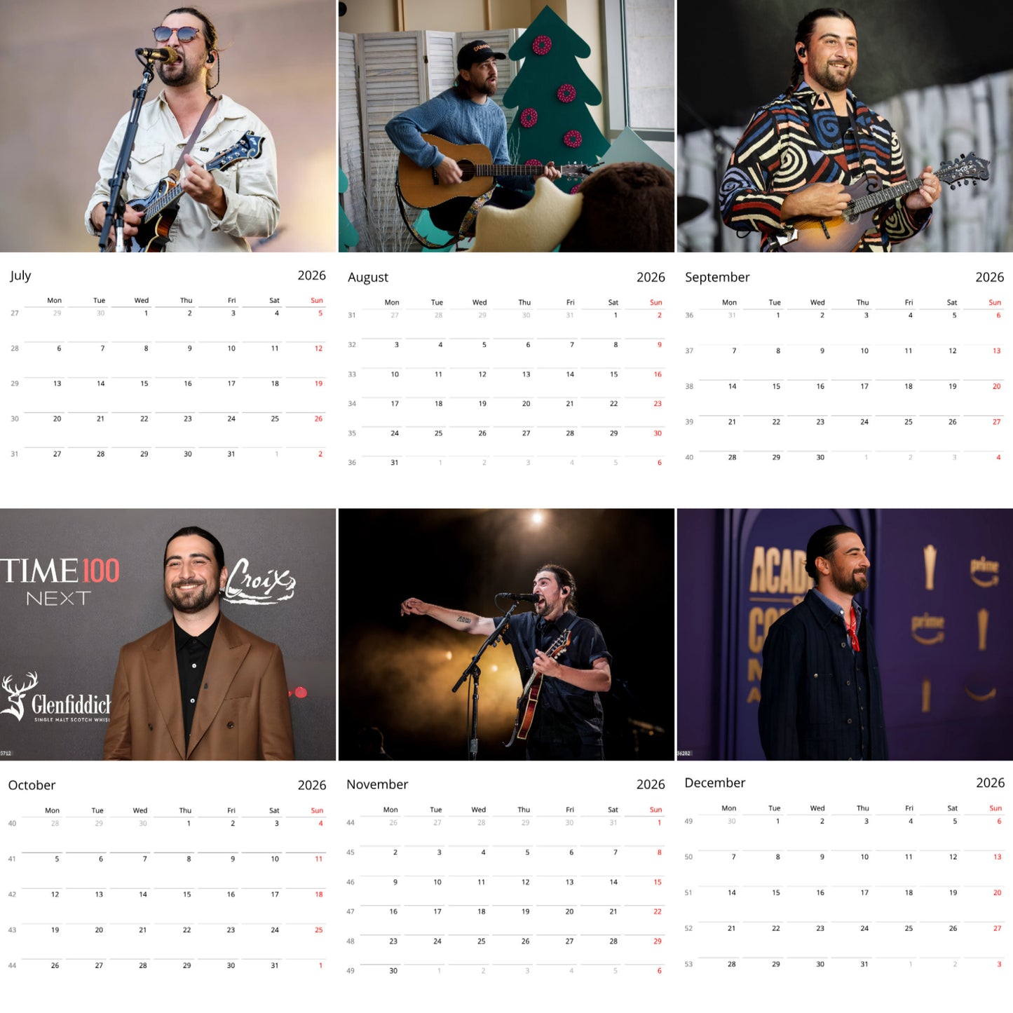 Noah Kahan 2026 Wall Calendar ( Large Calendar ) – Premium Music Artist Calendar for Fans