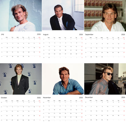 Patrick Swayze 2026 Wall Calendar (Large Calendar) – Celebrity Fan Gift, Premium Wall Art