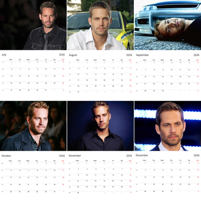 Paul Walker 2026 Wall Calendar ( Large Calendar ) – Tribute Fan Gift, Premium Wall Art Calendar