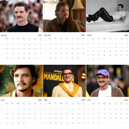 Pedro Pascal 2026 Wall Calendar – Premium Actor Calendar for Fans, Hollywood Star Collectible Gift