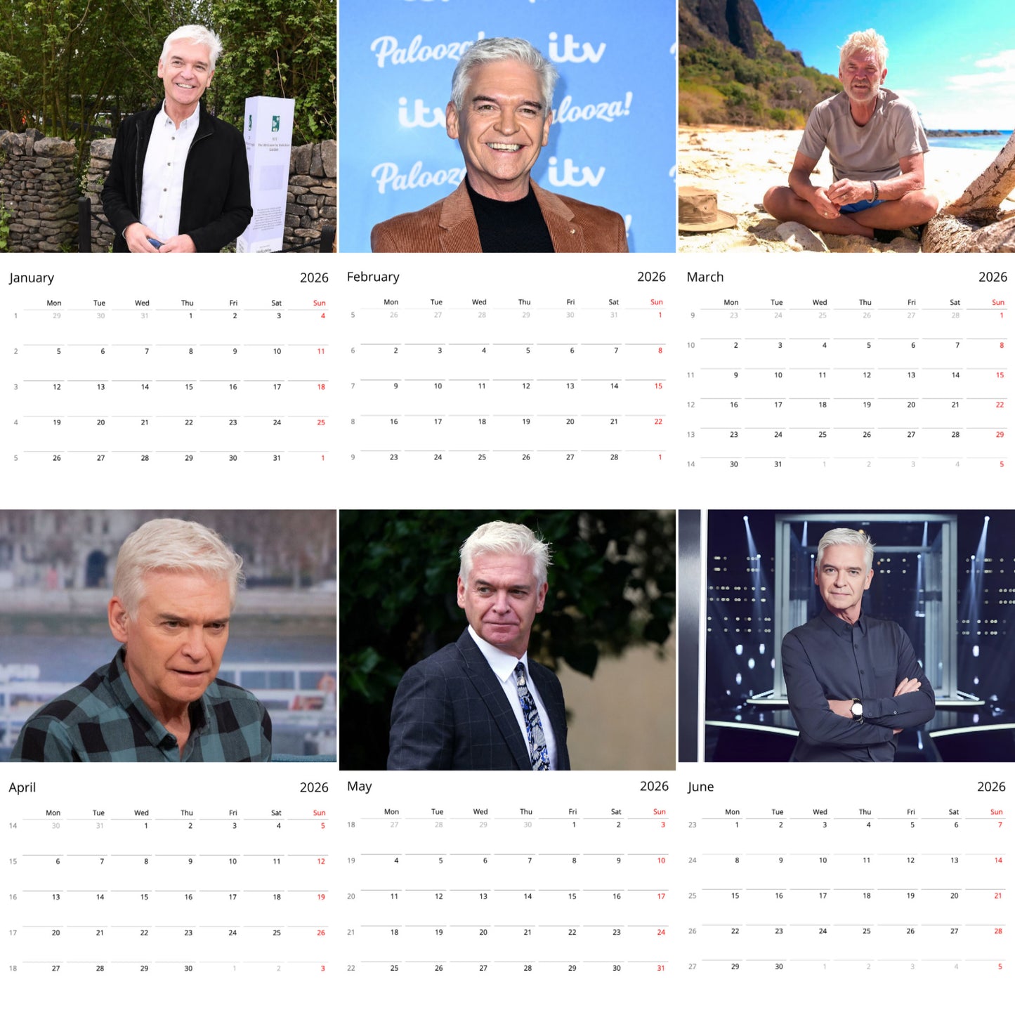 Phillip Schofield 2026 Wall Calendar ( Large Calendar ) – Celebrity Fan Gift