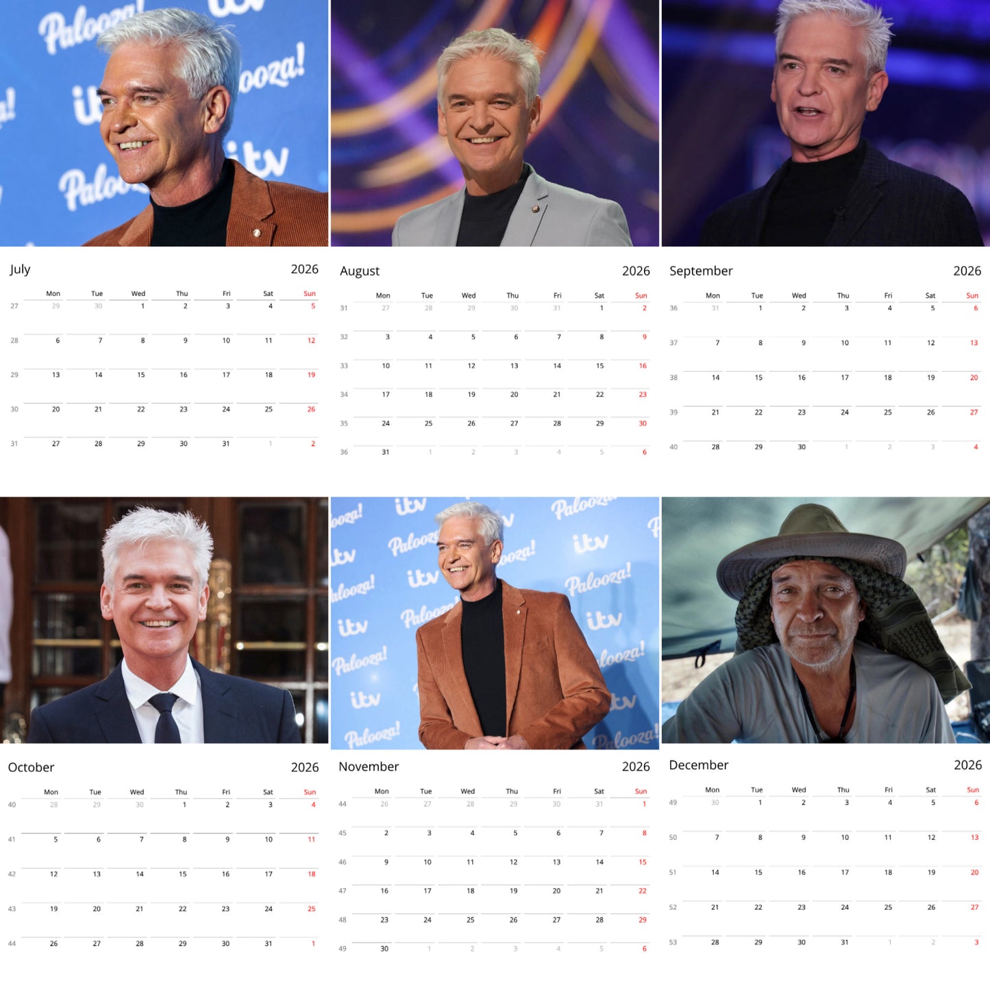 Phillip Schofield 2026 Wall Calendar ( Large Calendar ) – Celebrity Fan Gift