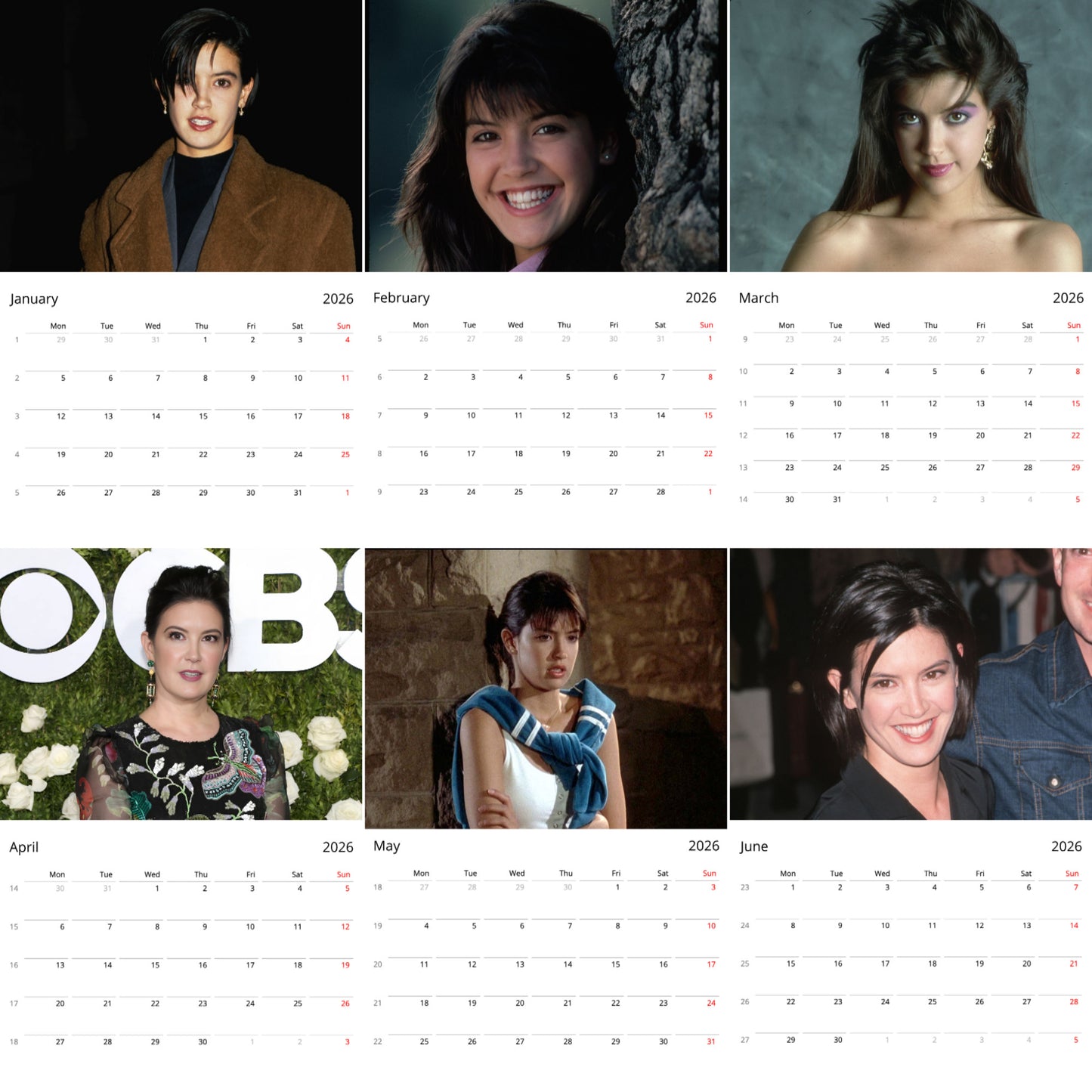 Phoebe Cates 2026 Wall Calendar ( Large Calendar ) – Exclusive Celebrity Poster Calendar for Fans