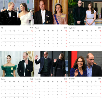 Prince William & Kate 2026 Wall Calendar ( Large Calendar ) – Royal Couple Fan Gift