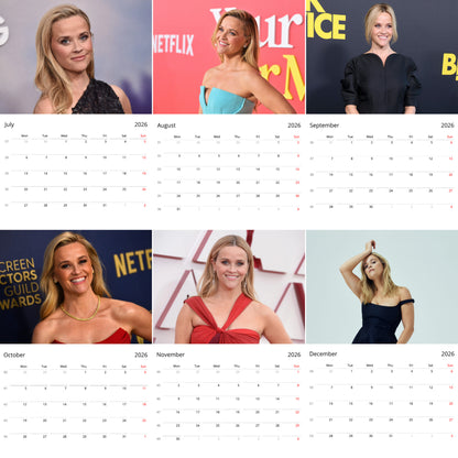 Reese Witherspoon 2026 Wall Calendar ( Large Calendar ) – Hollywood Star & Style Icon Fan Gift