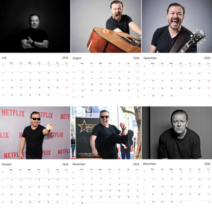 Ricky Gervais 2026 Wall Calendar ( Large Calendar ) – Comedy Legend Calendar for Fans