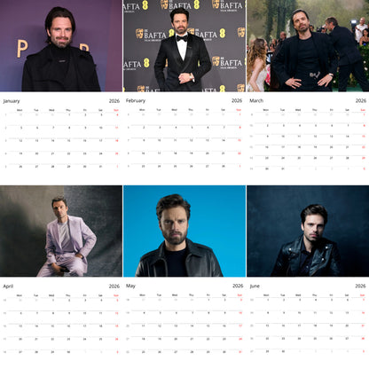 Sebastian Stan 2026 Wall Calendar – Premium Actor Calendar for Fans, Marvel Star Gift