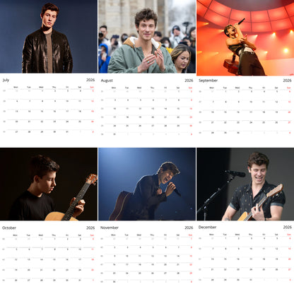 Shawn Mendes 2026 Wall Calendar – Premium Singer & Performer Calendar for Fans, Pop Star Gift