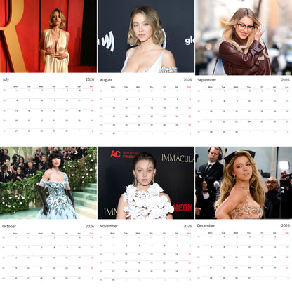 Sydney Sweeney 2026 Wall Calendar – Premium Actress Calendar for Fans, Hollywood Star Gift