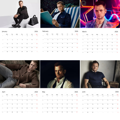 Taron Egerton 2026 Wall Calendar – Premium Actor Calendar for Fans, Hollywood Star Gift