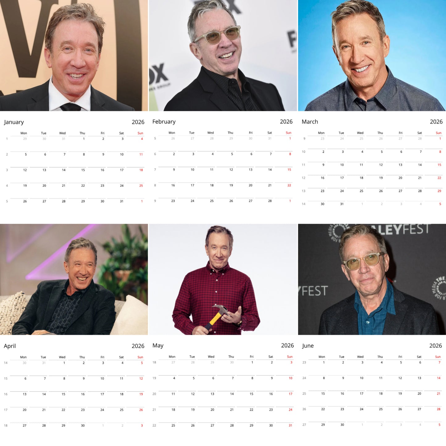 Tim Allen 2026 Wall Calendar ( Large Calendar ) – Exclusive Celebrity Poster Calendar for Fans