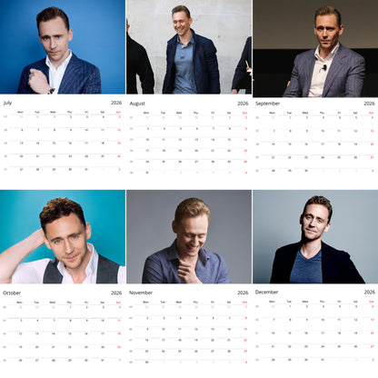 Tom Hiddleston 2026 Wall Calendar – Premium Actor Calendar for Fans, Marvel Star Gift
