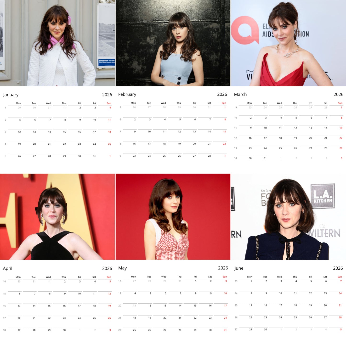 Zooey Deschanel 2026 Wall Calendar ( Large Calendar ) – Exclusive Celebrity Poster Calendar for Fans