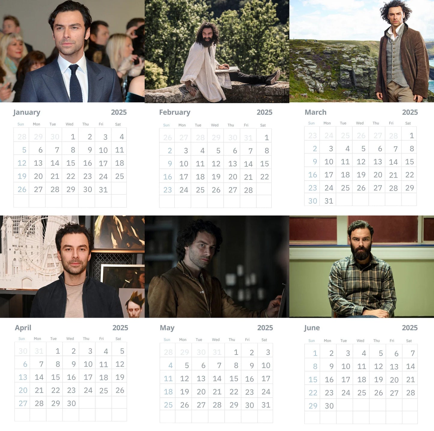 Aidan Turner Wall Calendars 2025 Vol 2 Large Size