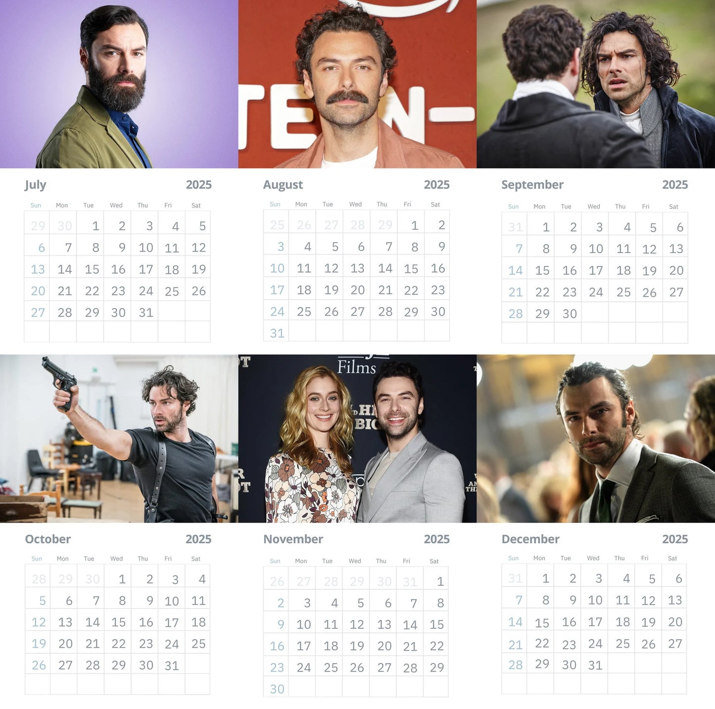 Aidan Turner Wall Calendars 2025 Vol 2 Large Size