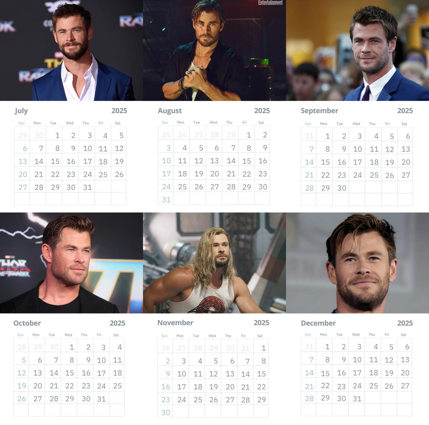 Chris Hemsworth Wall Calendars 2025 Vol 1 (Large Size)