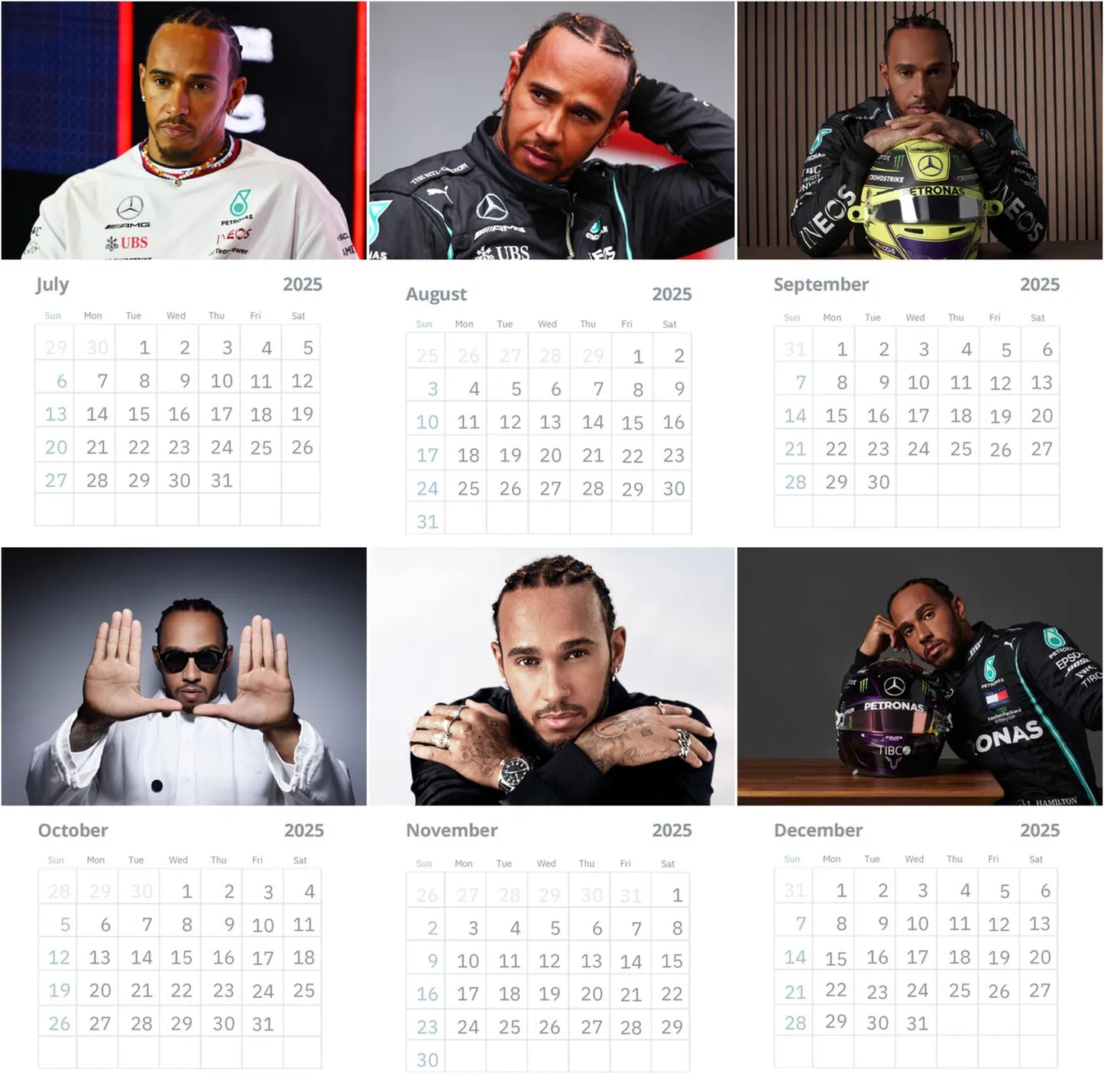 Lewis Hamilton Vol 2 Wall Calendars 2025 (Large Size)