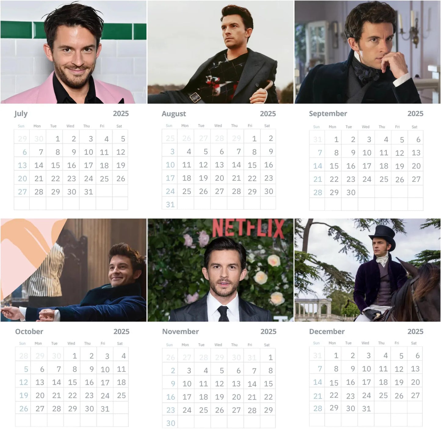 Jonathan Bailey Wall Calendar 2025 (Large Size)