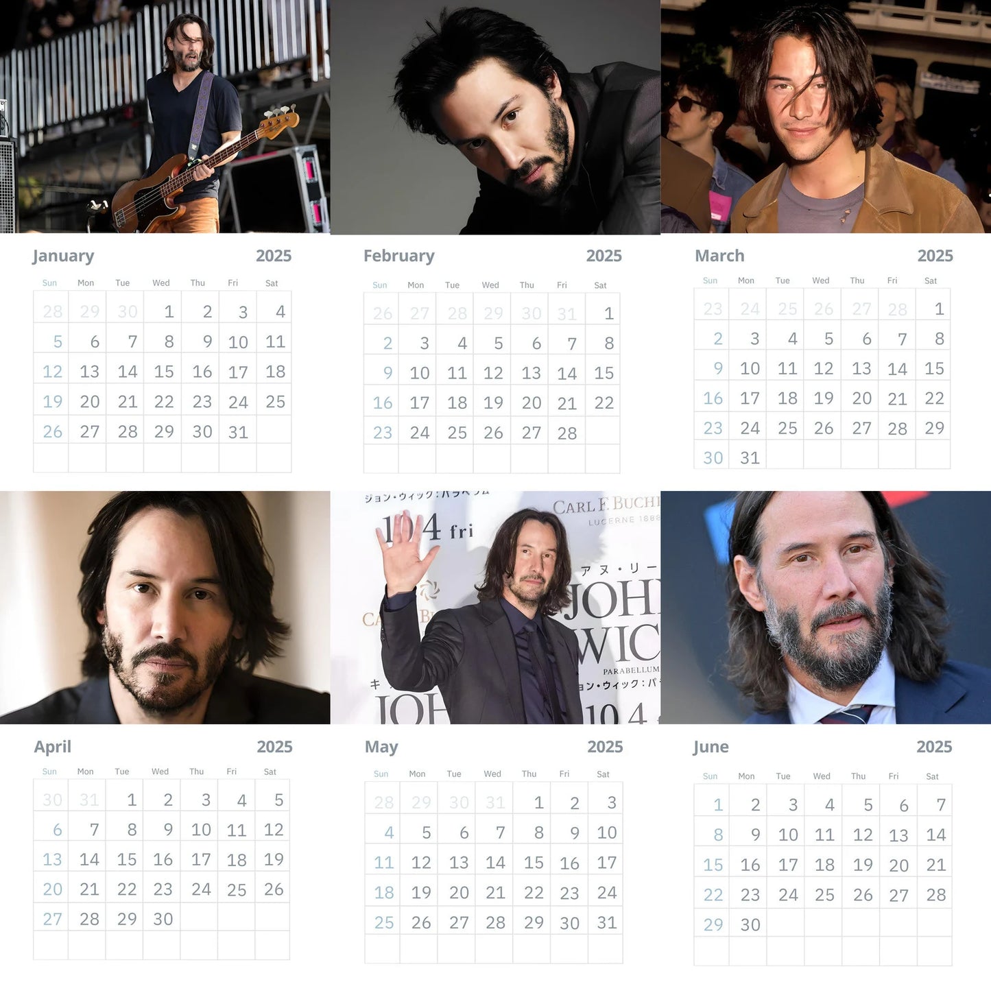 Keanu Reeves Wall Calendars Vol 2 (Large Size)